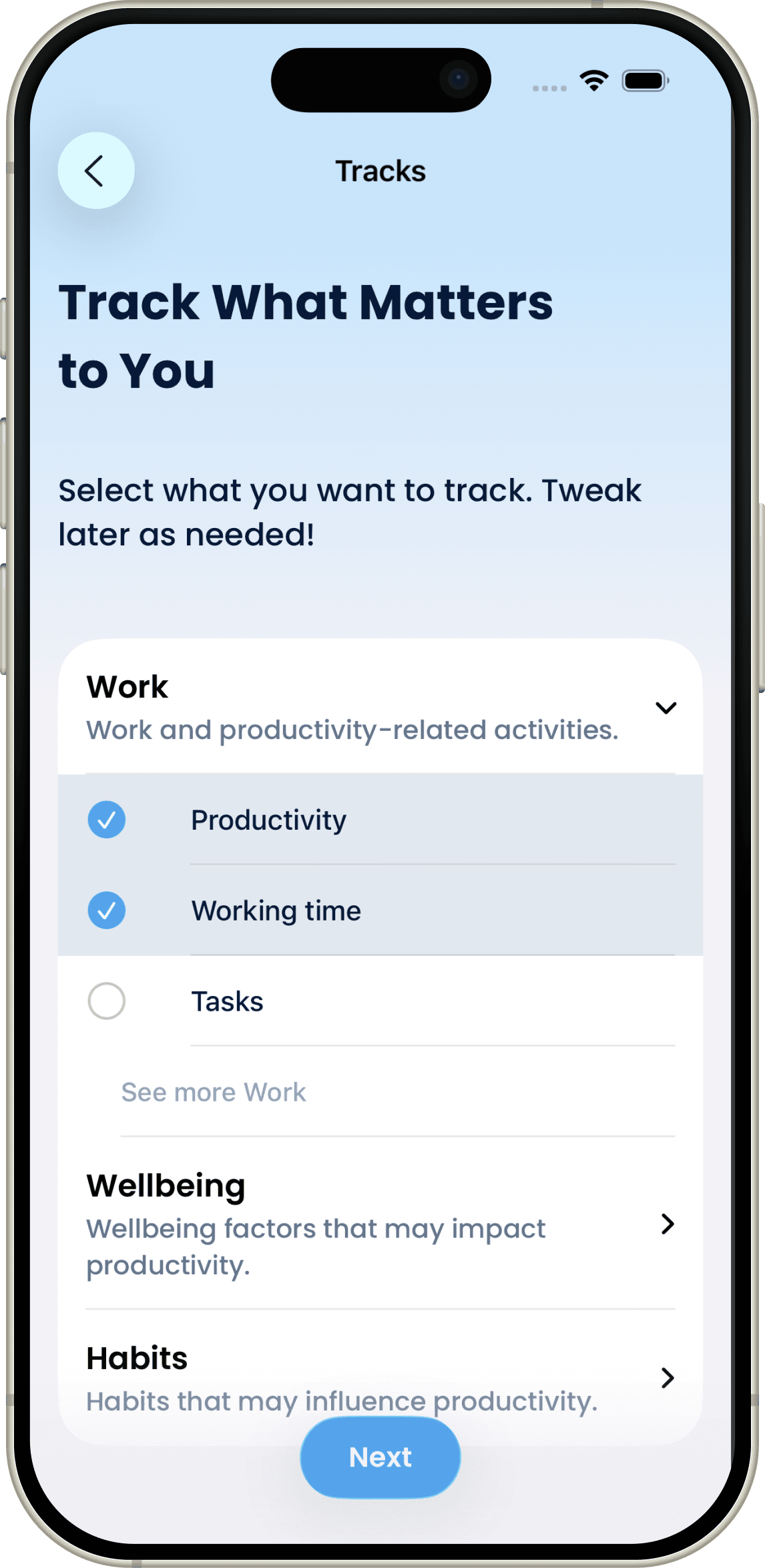 Select what to track